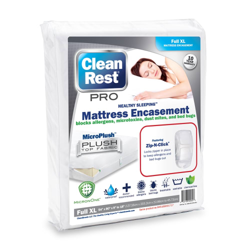 CleanRest PRO Mattress Encasement, 100% Polyester, Full XL, 54x80, Depth up to 18", White